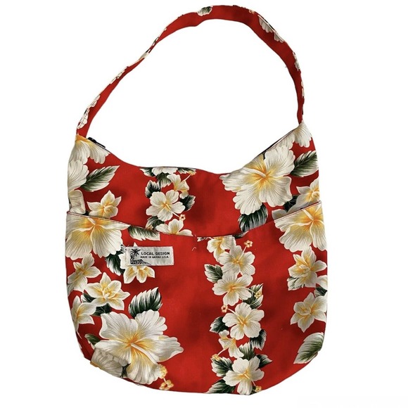 SOLD Local Design Made in Hawaii Hawaiian Small Shoulder Bag Red Floral Souvenir - Picture 1 of 8